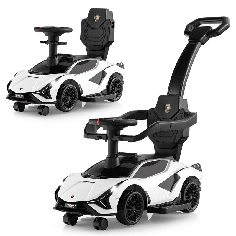 Load image into Gallery viewer, Licensed Lamborghini 3-in-1 Push Car with USB Port for Toddlers: Ride On, Walk, and Stroll in Style!
