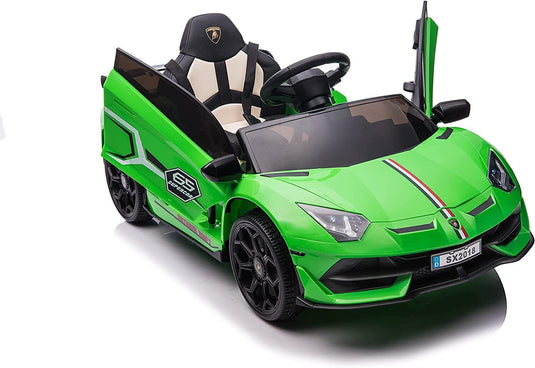 12V Licensed Lamborghini Aventador Ride-On Car with Hydraulic Doors for Kids