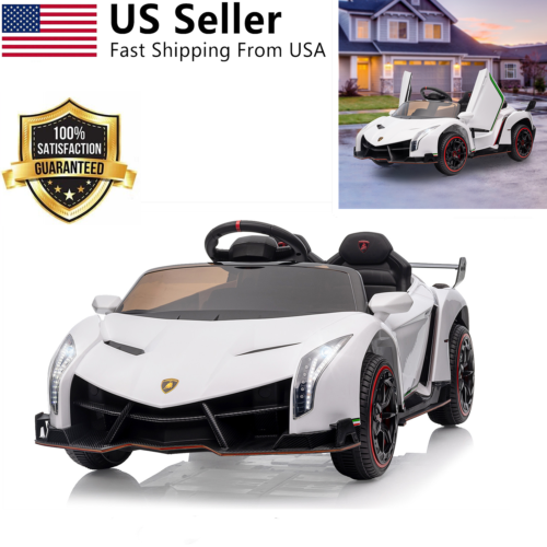 Licensed Lamborghini Electric Ride-On Car for Kids with Remote Control and LED Lights - 12V