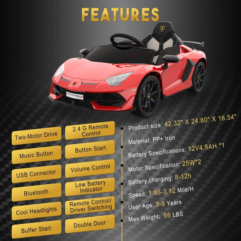 Load image into Gallery viewer, Licensed Lamborghini Kids Ride On Sports Car with Remote Control - 12V Electric Gift
