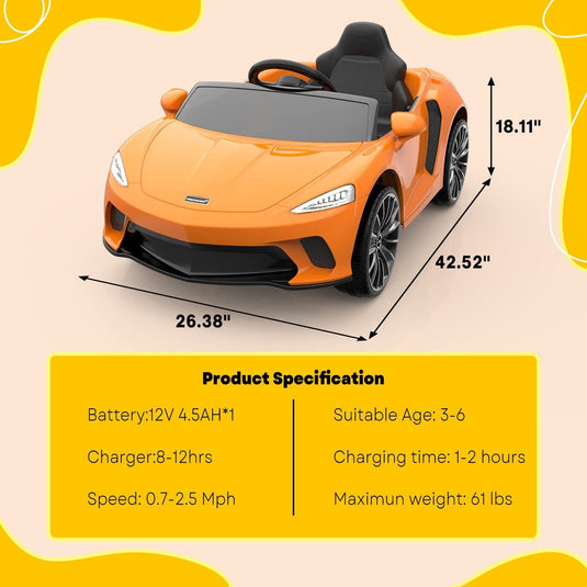 Licensed Lamborghini McLaren 12V Electric Ride-On Car for Kids with Remote Control