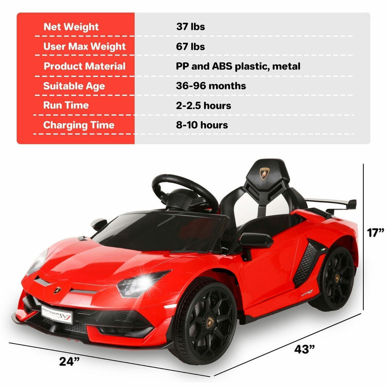 Load image into Gallery viewer, Licensed Lamborghini Ride-On Car for Kids with Remote Control and MP3 Player - 12V Electric Toy
