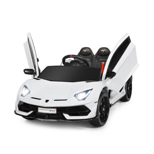 Licensed Lamborghini SVJ RC Ride-On Car for Kids with Trunk & Music - 12V White