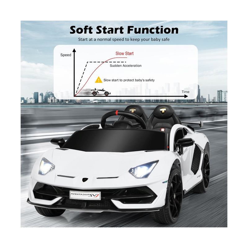 Load image into Gallery viewer, Licensed Lamborghini SVJ RC Ride-On Car for Kids with Trunk &amp; Music - 12V White
