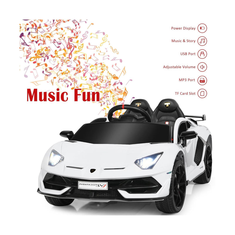 Load image into Gallery viewer, Licensed Lamborghini SVJ RC Ride-On Car for Kids with Trunk &amp; Music - 12V White
