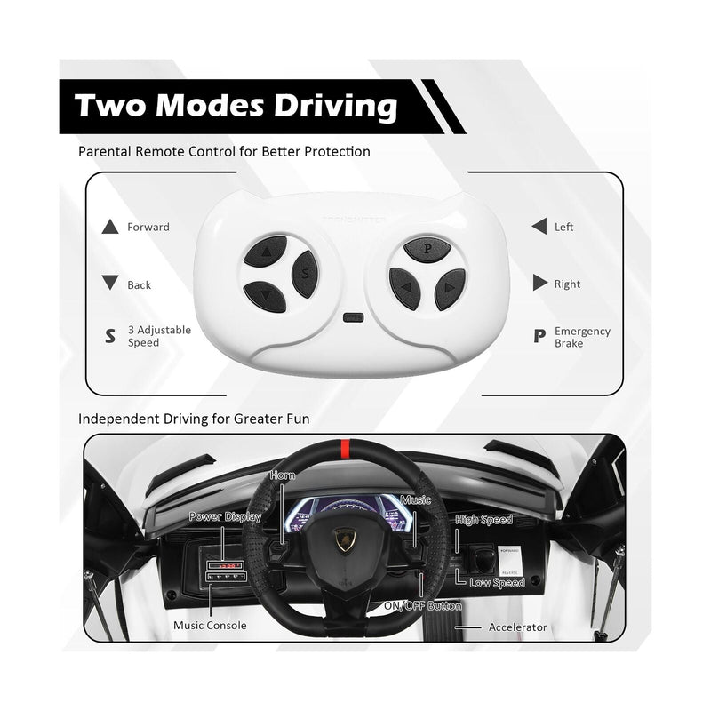 Load image into Gallery viewer, Licensed Lamborghini SVJ RC Ride-On Car for Kids with Trunk &amp; Music - 12V White
