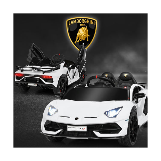 Licensed Lamborghini SVJ RC Ride-On Car for Kids with Trunk & Music - 12V White