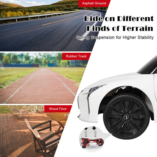 Licensed Lexus LC500 Electric Ride-On Car for Kids with Remote Control - White