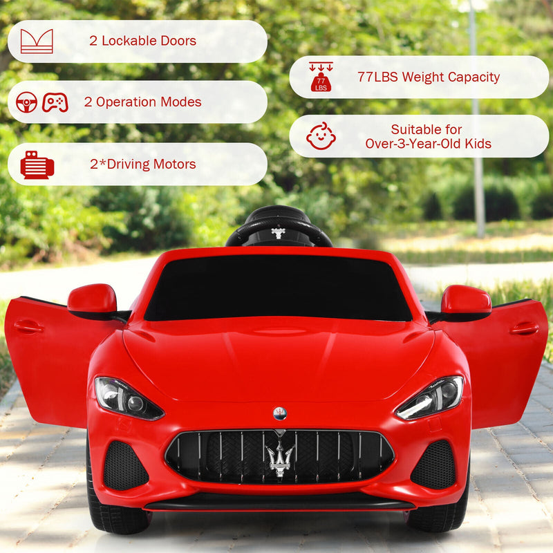 Load image into Gallery viewer, Licensed Maserati GranCabrio 12V Ride-On Car for Kids with Music &amp; Remote Control - Red
