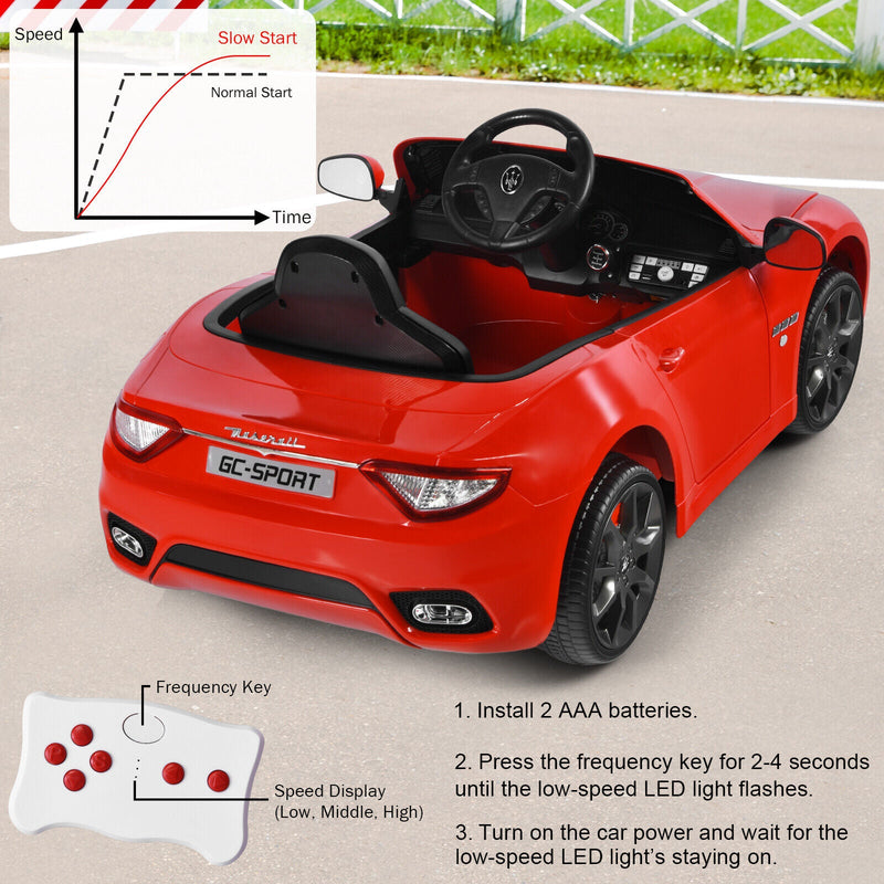 Load image into Gallery viewer, Licensed Maserati GranCabrio 12V Ride-On Car for Kids with Music &amp; Remote Control - Red
