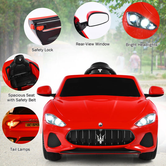 Licensed Maserati GranCabrio 12V Ride-On Car for Kids with Music & Remote Control - Red