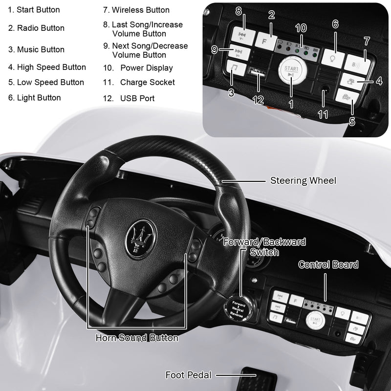 Load image into Gallery viewer, Licensed Maserati GranCabrio 12V Ride On Car with Remote Control and Music for Kids
