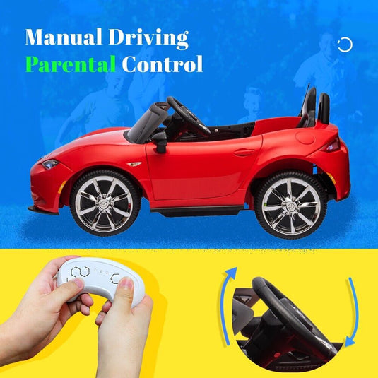 Licensed Mazda 12V Ride-On Car for Kids with Remote Control and LED Lights