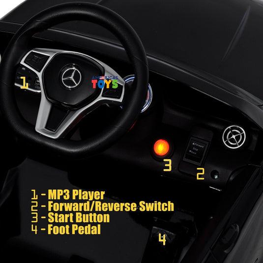 Licensed Mercedes-Benz 12V Kids Ride On Car with R/C and MP3 Music - Available in Multiple Colors