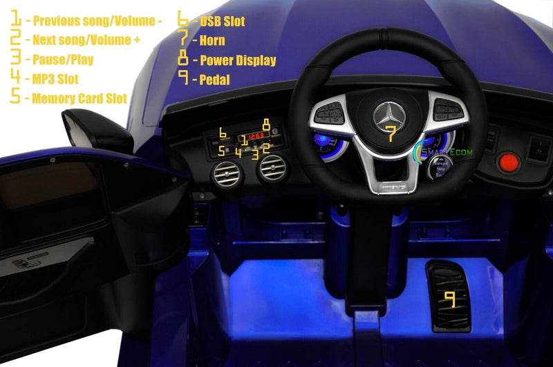 Load image into Gallery viewer, Licensed Mercedes-Benz 12V One Seater Car with R/C and MP3 - Available in Multiple Colors
