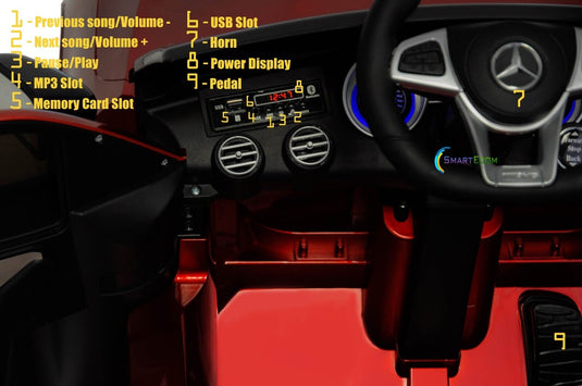 Licensed Mercedes-Benz 12V One Seater Car with R/C and MP3 - Available in Multiple Colors