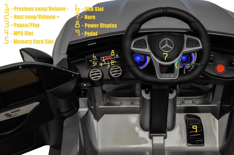 Load image into Gallery viewer, Licensed Mercedes-Benz 12V One Seater Car with R/C and MP3 - Available in Multiple Colors
