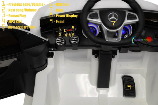 Licensed Mercedes-Benz 12V One Seater Car with R/C and MP3 - Available in Multiple Colors