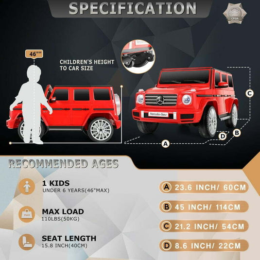 Licensed Mercedes-Benz 12V Ride On Car for Kids with Remote Control and LED Lights - 3 Speed Options