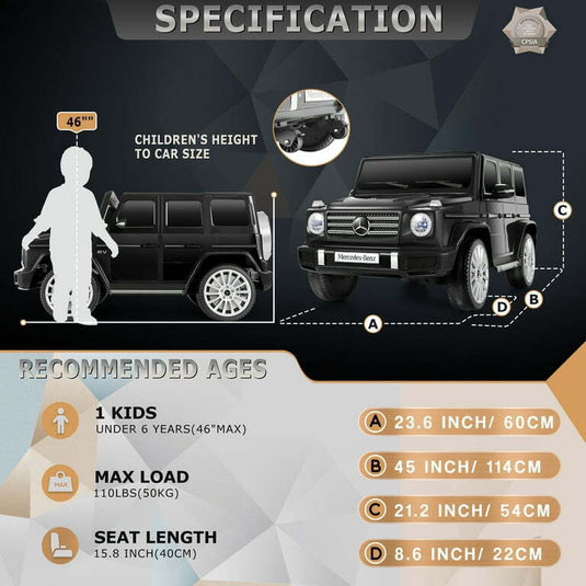 Licensed Mercedes-Benz 12V SUV Ride-On Car for Kids with Remote Control - 100W Powered Toy