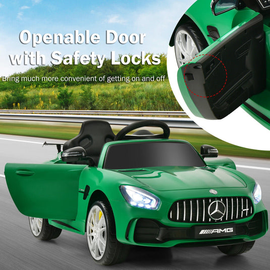 Licensed Mercedes Benz AMG GTR 12V Ride On Car with Remote Control & MP3 Player for Kids - Green