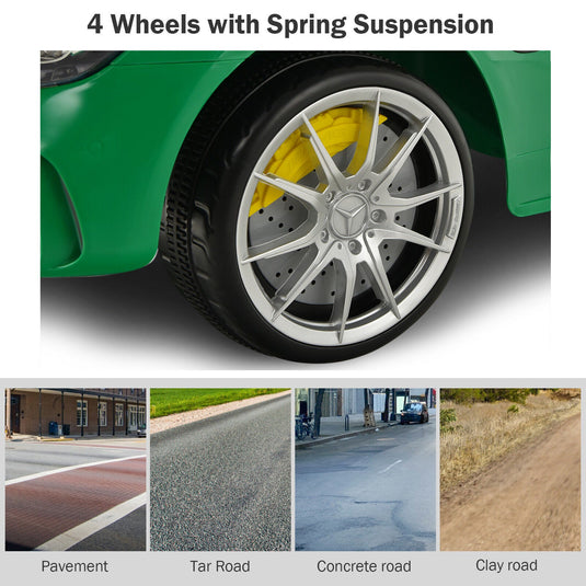 Licensed Mercedes Benz AMG GTR 12V Ride On Car with Remote Control & MP3 Player for Kids - Green