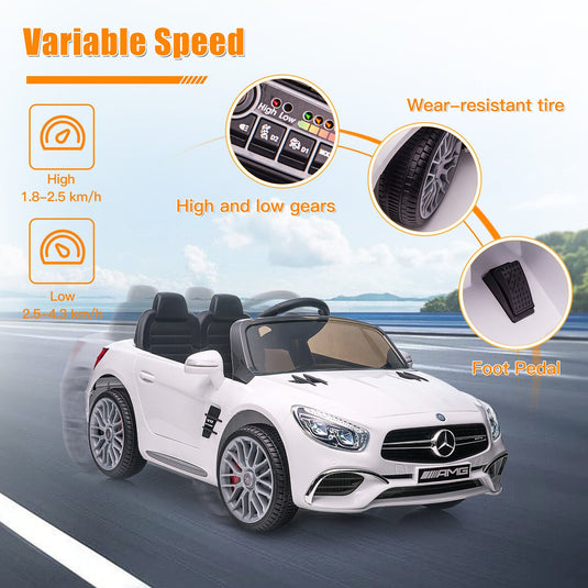 Licensed Mercedes Benz SL65 AMG Electric Ride-On Car for Kids with Remote Control and LED Lights - 12V
