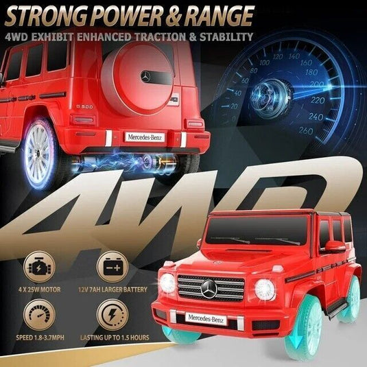 Licensed Mercedes-Benz G500 4WD Kids Ride-On Car with Remote Control - 12V