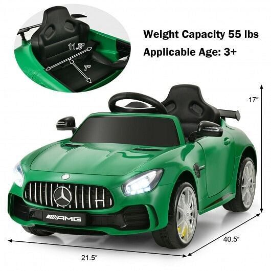 Licensed Mercedes Benz Kids Ride-On Car with Remote Control - Green (12V)