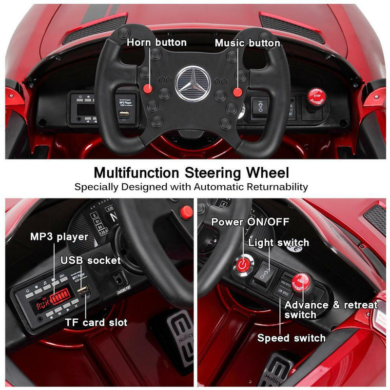 Load image into Gallery viewer, Licensed Mercedes Benz Kids Ride-On Car with Remote Control - Red
