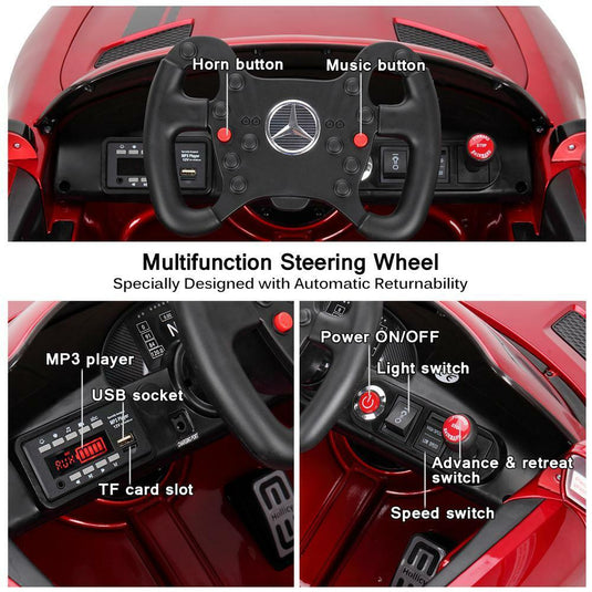 Licensed Mercedes Benz Kids Ride-On Car with Remote Control - Red