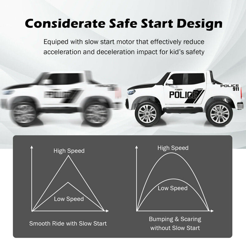 Load image into Gallery viewer, Licensed Mercedes Benz X Class 2-Seater Kids Ride On Police Car with Trunk - 12V RC Toy
