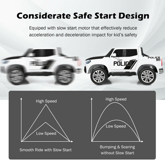 Licensed Mercedes Benz X Class 2-Seater Kids Ride On Police Car with Trunk - 12V RC Toy