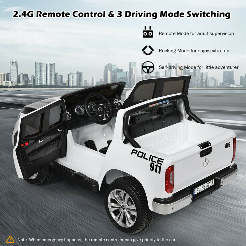 Load image into Gallery viewer, Licensed Mercedes Benz X Class 2-Seater Kids Ride On Police Car with Trunk - 12V RC Toy
