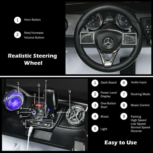 Licensed Mercedes Benz X Class 2-Seater Kids Ride On Police Car with Trunk - 12V RC Toy