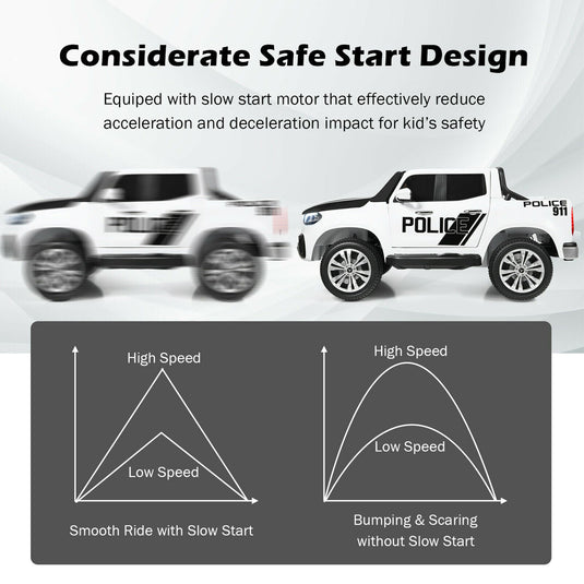 Licensed Mercedes Benz X Class RC 2-Seater Kids Police Car with Trunk - 12V