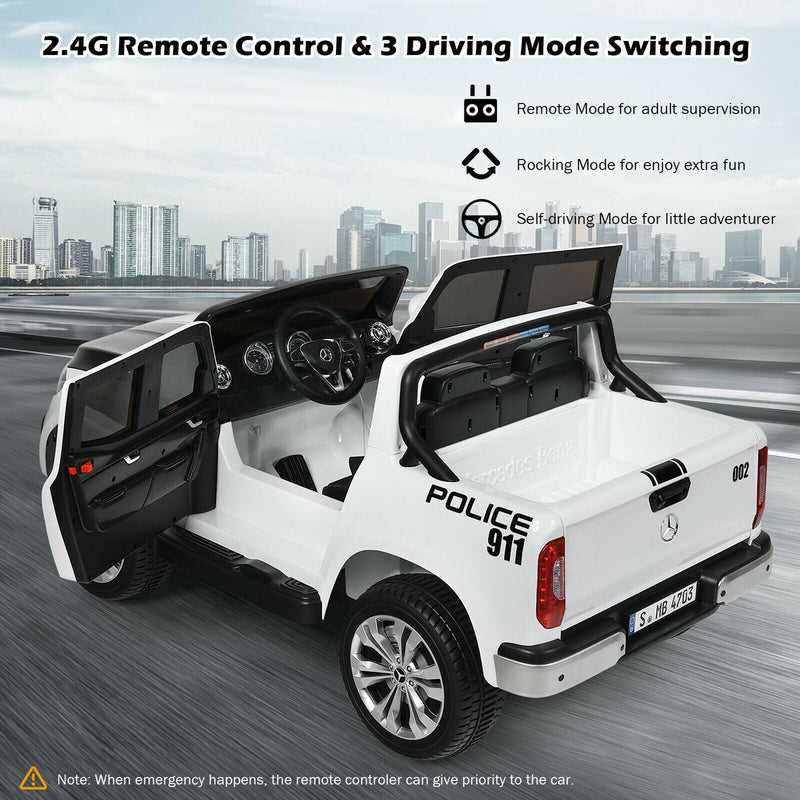 Load image into Gallery viewer, Licensed Mercedes Benz X Class RC 2-Seater Kids Police Car with Trunk - 12V
