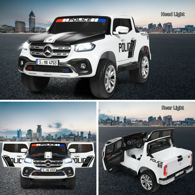 Load image into Gallery viewer, Licensed Mercedes Benz X Class RC 2-Seater Kids Police Car with Trunk - 12V
