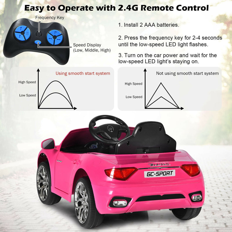 Load image into Gallery viewer, Licensed Pink Maserati GranCabrio 12V Ride On Car with Remote Control and Lights for Kids
