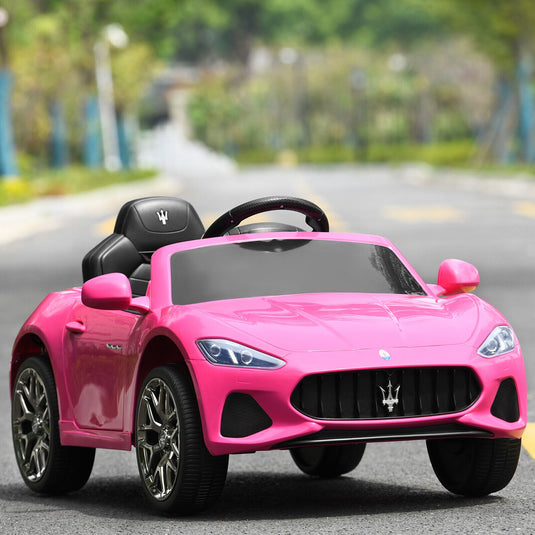Licensed Pink Maserati GranCabrio Ride-On Car for Kids with Remote Control and Lights - 12V