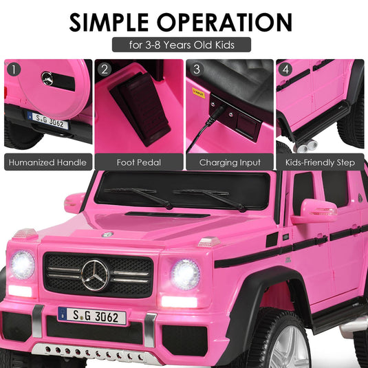 Licensed Pink Mercedes-Benz Kids Ride On Car with RC Control and Trunk