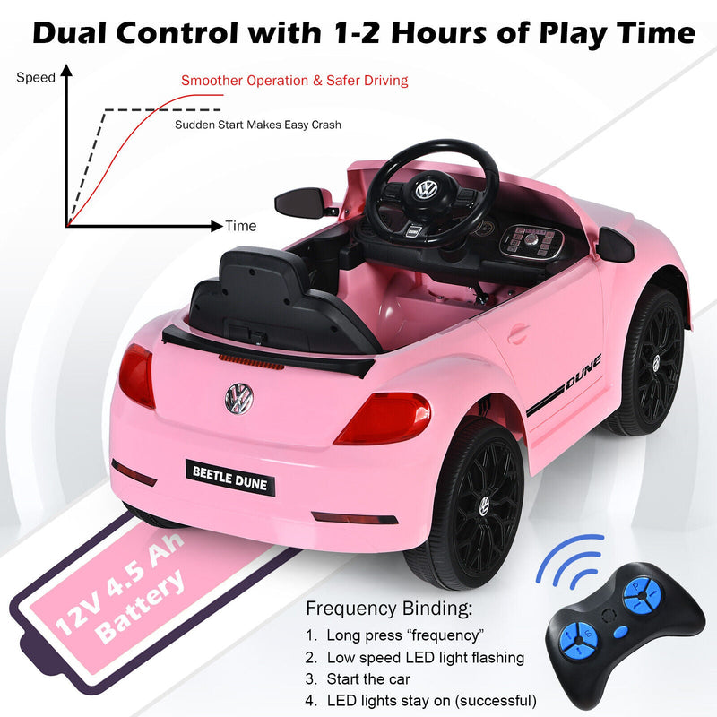 Load image into Gallery viewer, Licensed Pink Volkswagen Beetle Ride-On Car for Kids with Music and Remote Control - 12V
