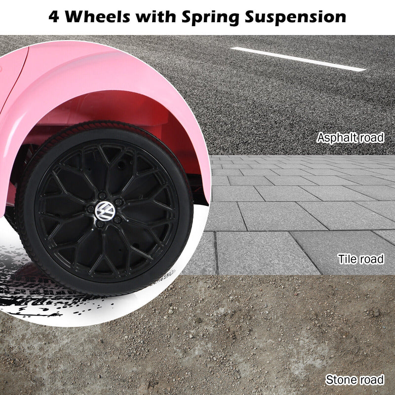 Load image into Gallery viewer, Licensed Pink Volkswagen Beetle Ride-On Car for Kids with Remote Control and Music - 12V
