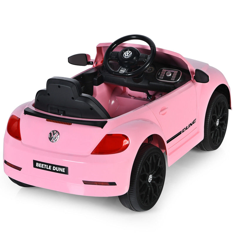 Load image into Gallery viewer, Licensed Pink Volkswagen Beetle Ride-On Car for Kids with Remote Control and Music - 12V
