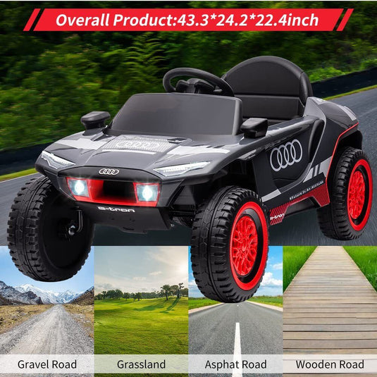 Licensed RS E-trons Racing Car 12V Ride-On with Remote Control for Kids