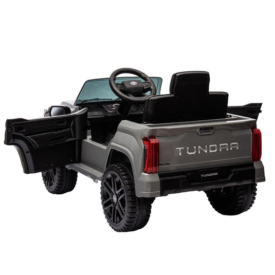 Licensed Toyota Tundra Grey 12V Kids Ride On Pickup Truck with 3 Speeds and Dual Motors