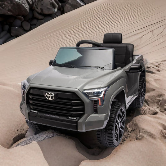 Licensed Toyota Tundra Grey 12V Kids Ride On Pickup Truck with 3 Speeds and Dual Motors