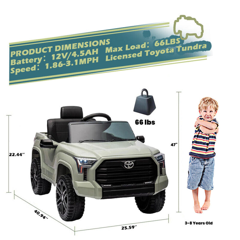 Load image into Gallery viewer, Licensed Toyota Tundra Olive 12V Kids Ride On Pickup Truck with 3 Speeds and Dual Motors
