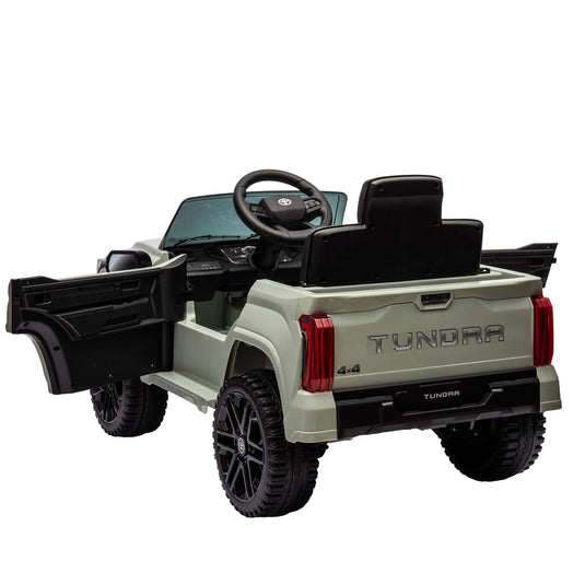 Licensed Toyota Tundra Olive 12V Kids Ride On Pickup Truck with 3 Speeds and Dual Motors