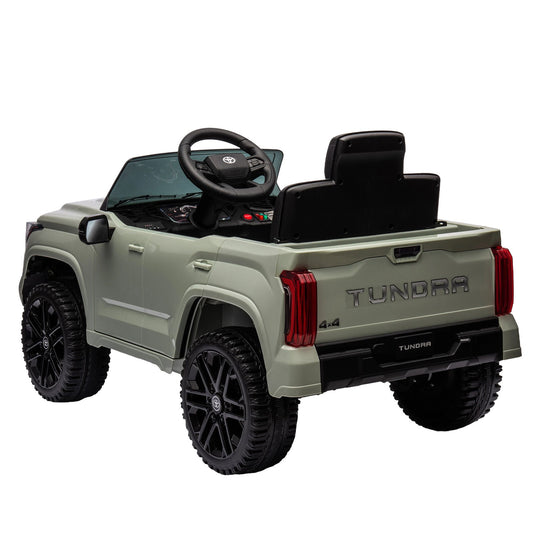 Licensed Toyota Tundra Olive 12V Kids Ride On Pickup Truck with 3 Speeds and Dual Motors